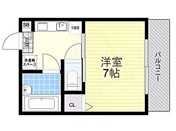 カネシマハイツ 1Kの間取図画像