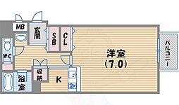 不二屋マンション 2階1Kの間取り