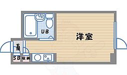 リベット甲子園 3階1Kの間取り