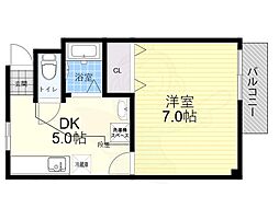フレンド2大成 1DKの間取図画像