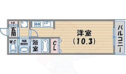 阪急西宮マンション ワンルームの間取図画像