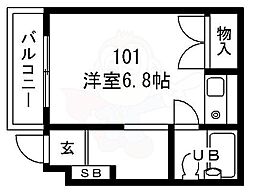 シャンブル・ド甲東園 ワンルームの間取図画像