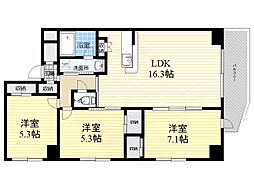 ラドゥセール西宮北口 3LDKの間取図画像