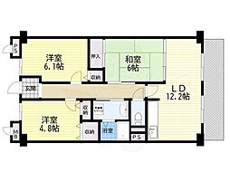 グレンツェント甲東園 2SLDKの間取図画像