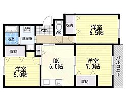 ブランユーカリ 3DKの間取図画像
