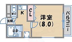 ガーデンズサイド西宮北口 1Kの間取図画像
