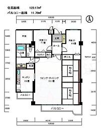 白鷹松下町マンション 3LDKの間取図画像