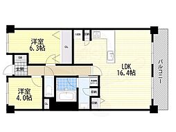 ラフィネス西宮北口サウスコート 2LDKの間取図画像
