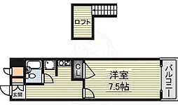 JR阪和線 津久野駅 徒歩11分の賃貸マンション 2階1Kの間取り