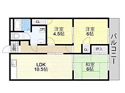 パークハイム津久野 3LDKの間取図画像