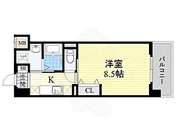 フィオレ・レジデンス出島海岸通 7階1Kの間取り