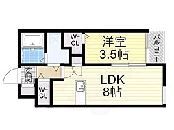 St.Residence七道 2階1LDKの間取り