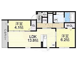 ラ・メゾン・プラム 2階2LDKの間取り