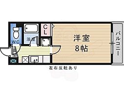 白鷺TKハイツ2号館 5階1Kの間取り