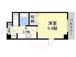 プレジデント21 1Kの間取図画像