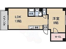シティーコート南瓦町 1LDKの間取図画像