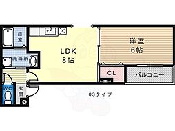 フジパレス堺三国ヶ丘 1LDKの間取図画像