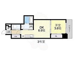 CLOVERVIEWKITAHANADA 1DKの間取図画像