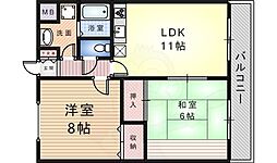 ハイツトビ 2LDKの間取図画像
