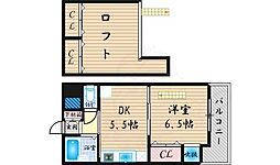 サンコート住吉 1DKの間取図画像