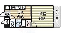 レジデンスパート4 1Kの間取図画像