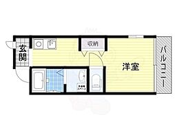 白龍ビル 5階ワンルームの間取り