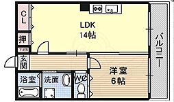 シャルム香ヶ丘 4階1LDKの間取り