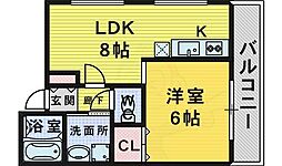 シェモア堺 1LDKの間取図画像