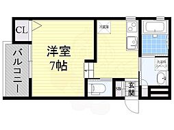 Luxe浜寺B棟 ワンルームの間取図画像