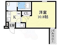 フジパレス香ヶ丘 3階1Kの間取り