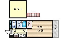 サンクレスト 3階1Kの間取り