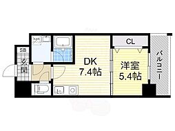 南海線 堺駅 徒歩9分の賃貸マンション 8階1DKの間取り