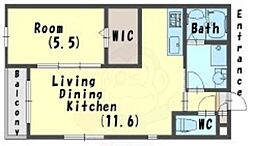 南海線 湊駅 徒歩13分の賃貸アパート 2階1LDKの間取り