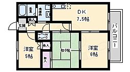 クラージュ土師A・B 1階3LDKの間取り