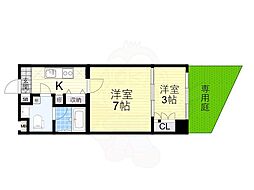 南海泉北線 深井駅 徒歩4分の賃貸マンション 1階2Kの間取り