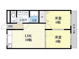 アーベインコート 2LDKの間取図画像