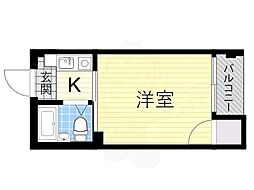 プレアール材木町 1Kの間取図画像