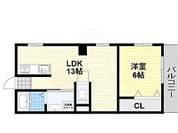 ハイクォリティ向陵 1LDKの間取図画像