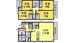 プリーマヴィラ三国ケ丘 4LDKの間取図画像