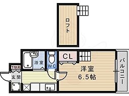 オクト白鷺 1Kの間取図画像