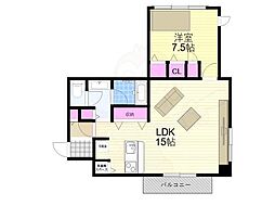 アスティオン梅田 1LDKの間取図画像
