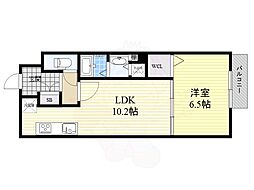 ヴェヌスタドウシン 1LDKの間取図画像