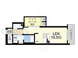 大阪市中央区博労町1丁目マンション 1LDKの間取図画像