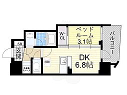 コンフォリア・リヴ大阪本町 1DKの間取図画像