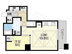 ブランズタワー大阪本町 1LDKの間取図画像