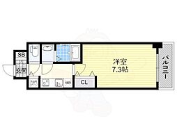 プランドール北浜 1Kの間取図画像
