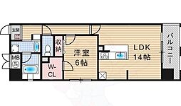 オーシャン松屋町 ワンルームの間取図画像