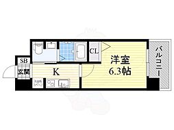 SWISS梅田東 1Kの間取図画像
