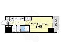 プライムアーバン御堂筋本町 1Kの間取図画像