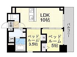S-RESIDENCEFUKUSHIMAdivere 2LDKの間取図画像